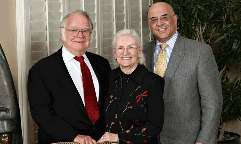 Jim Farley, Nancy Farley, and Julio M. Ottino, former dean of the McCormick School of Engineering