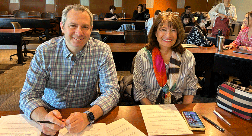 Greg and Adrienne Weiss of Adrienne Weiss Corporation brought their branding expertise to the Farley classroom.
