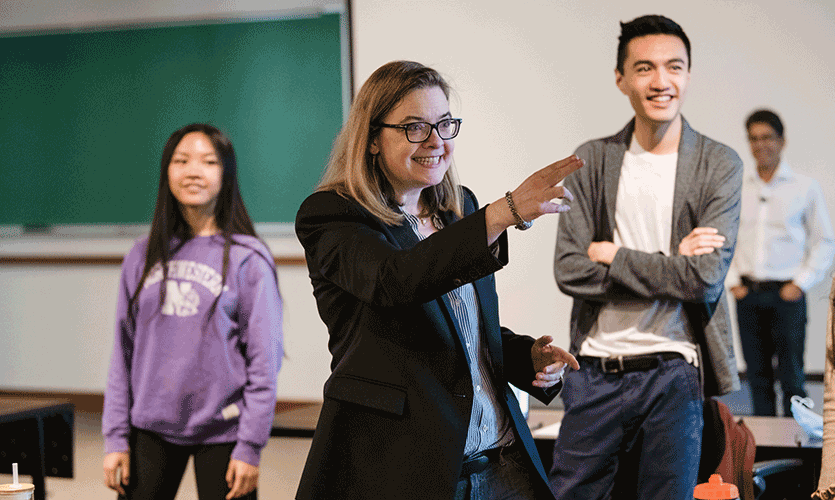 Anne Libera (SOC ’86), director of comedy studies at Second City, teaches students the subtle art and behavioral science of expressing and gaining support for new ideas.